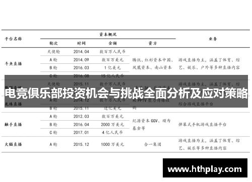 电竞俱乐部投资机会与挑战全面分析及应对策略