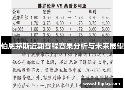 伯恩茅斯近期赛程赛果分析与未来展望